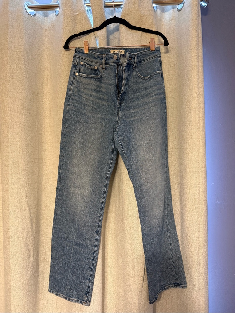 Madewell High-Rise Straight Leg Jeans in Medium Blue Wash